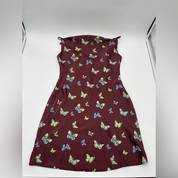 Urban Outfitters Women’s Medium Mallory Butterfly Mini Slip Dress Silky Summer - Picture 7 of 14